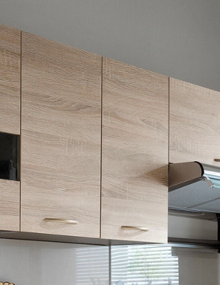 B&Q -  Kitchen Wall Cabinet 600mm Unit 2 Door Cupboard Sonoma Light Oak Storage Junona