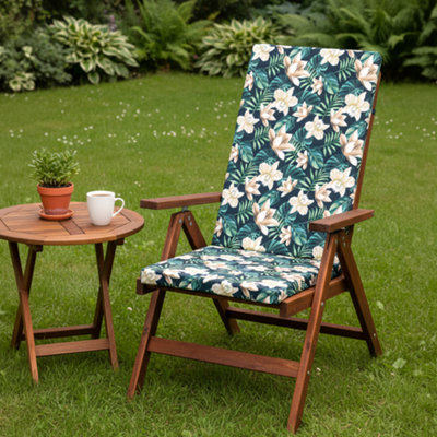SOFTILLO High Back Garden Chair Cushion Waterproof Outdoor Patio Recliner Seat Pad Luxury Support 120X45X4Cm Tropical Flowers