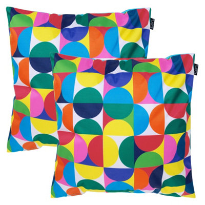 icon 2Pk Cushion 43X43Cm Circluar GeoAqua Back from B&Q
