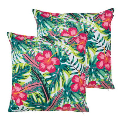 Icon Indoor Outdoor Cushion Set Of 2 Tropical Flower Water Resistant Cushions