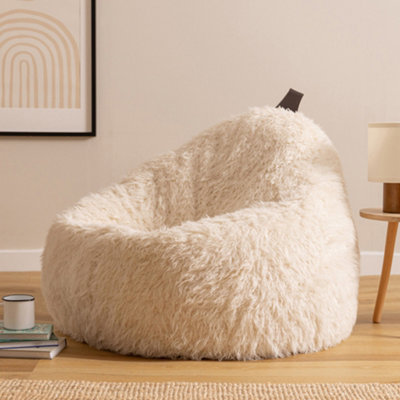 Icon Cocoon Faux Fur Bean Bag Natural Bean Bag Chairs from B&Q