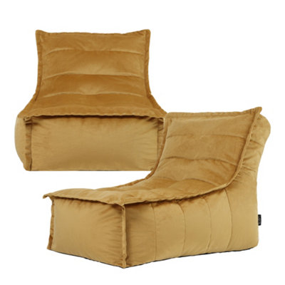 icon Dolce Large Beanbag Lounger Velvet Ochre Yellow Set Of 2 from B&Q