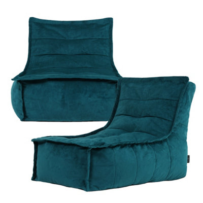 icon Dolce Large Beanbag Lounger Velvet Teal Set Of 2 from B&Q