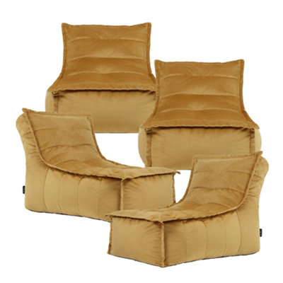 icon Dolce Large Beanbag Lounger Velvet Ochre Yellow 4-Pack from B&Q
