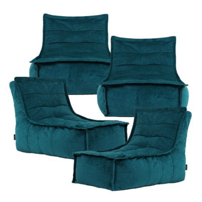 icon Dolce Large Beanbag Lounger Velvet Teal 4-Pack from B&Q