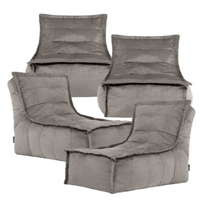icon Dolce Large Beanbag Lounger Velvet Charcoal Grey 4-Pack from B&Q