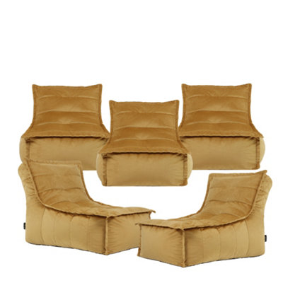 icon Dolce Large Beanbag Lounger Velvet Ochre Yellow 5-Pack from B&Q