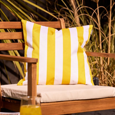 Icon Indoor And Outdoor Striped Waterproof Filled Cushion Yellow from B&Q