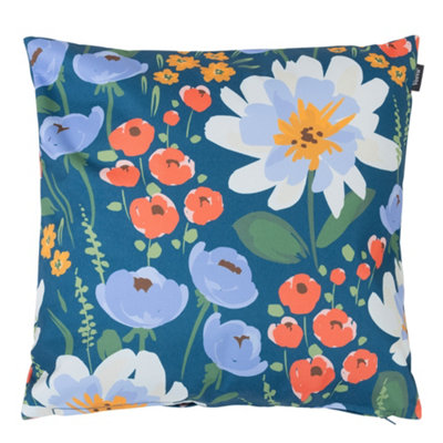 Veeva Meadow Print Navy Outdoor Cushion Blue