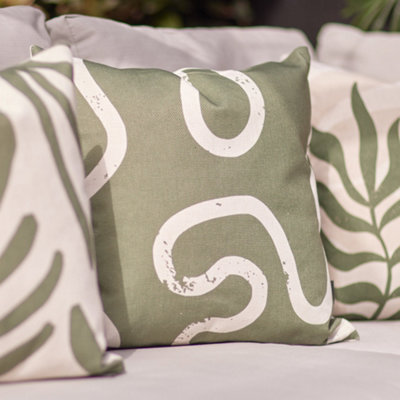 Icon Indoor And Outdoor Abstract Squiggle Print Kyoto Fabric Waterproof Filled Cushion from B&Q
