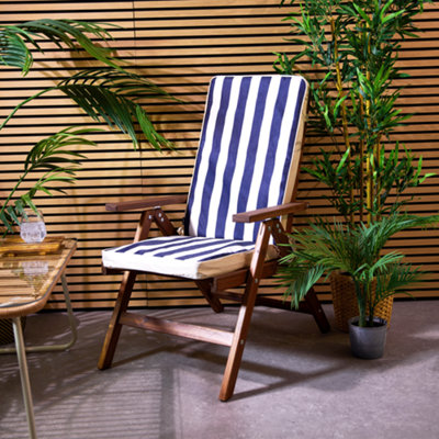 B&Q -  Double-Sided High Back Seat Pad Navy Blue Deck Stripe
