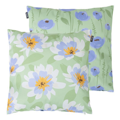 Veeva Meadow Print Set Of 2 Outdoor Cushion Green