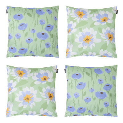 Veeva Meadow Print Set Of 4 Outdoor Cushion Green