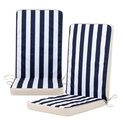 B&Q -  Double-Sided High Back Seat Pad 2X Navy Blue Deck Stripe