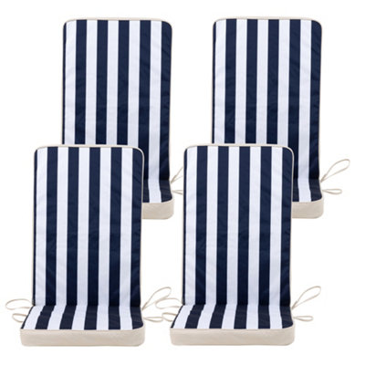 B&Q -  Outdoor High Back Seat Pad 2X Navy Blue Deck Stripe