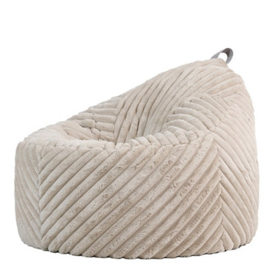 Icon Cocoon Ribbed Faux Fur Bean Bag Natural Bean Bag Chairs