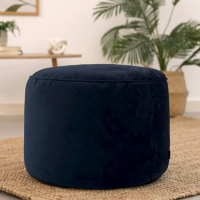 Icon Blue Milano Velvet Bean Bag Pouffe Midnight Velvet Footstools Large