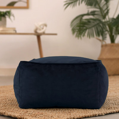 Icon Blue Amara Velvet Footstool Velvet Midnight