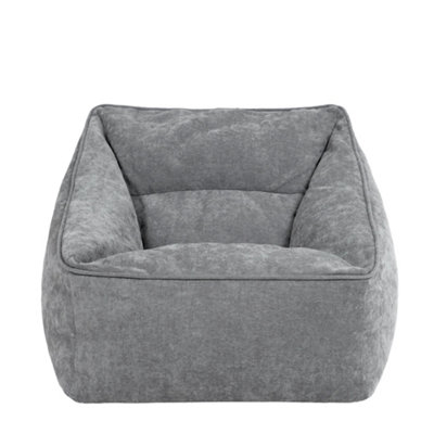 Icon Grey Natalia Chenille Adults Bean Bag Armchair, Ready Filled Beanbag Large