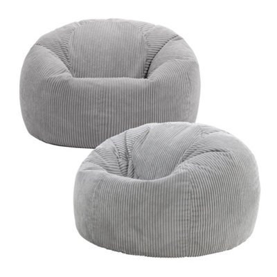 B&Q -  Kingston Classic Beanbag Corduroy Light Grey Set Of 2