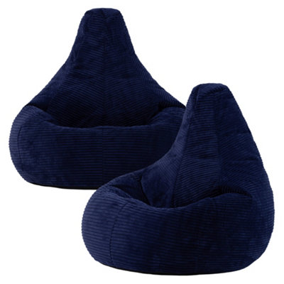 Icon Gaming Bean Bag Recliner Jumbo Cord Navy