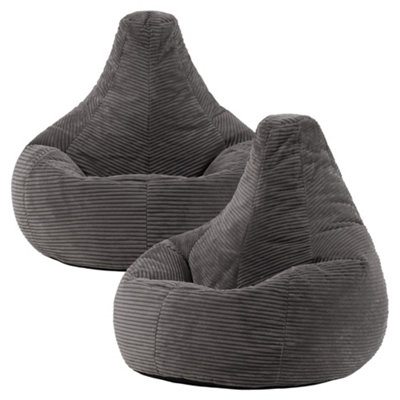 Icon Gaming Bean Bag Recliner Jumbo Cord Charcoal