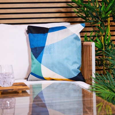 Icon Unisex Yellow Indoor & Outdoor Abstract Waterproof Filled Cushion | Size: 43 Cm X 43 Cm - Image 3
