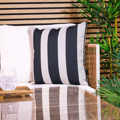 icon Indoor And Outdoor Striped Waterproof Filled Cushion Black from B&Q