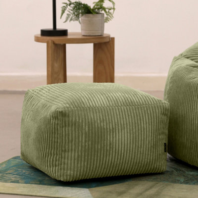 icon Amara Beanbag Footstool Corduroy Sage Green from B&Q