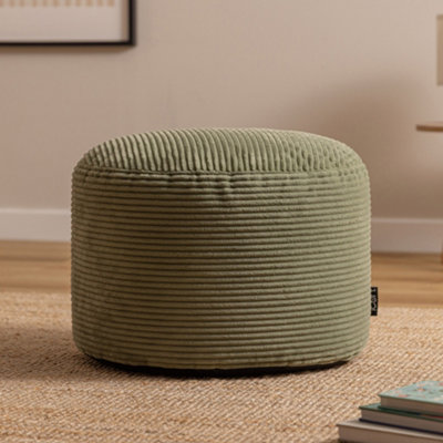 icon Milano Beanbag Footstool Corduroy Sage Green from B&Q