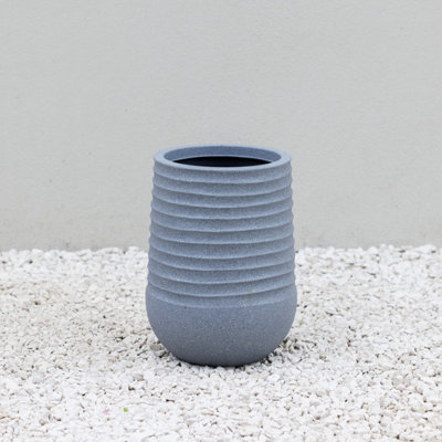 Primrose Tall Round Flower Planter Outdoor Patio Plant Pot In Grey 37Cm from B&Q