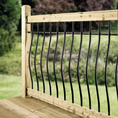 B&Q -  Metal Deck Black Iron Tuscany Bowed Decking Balustrade Kit Basic Kit (W) 1800mm (H) 940mm With No Posts