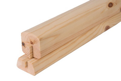 B&Q -  Curved Pine Rails For Glass Handrail And Base Rail Set (H)58mm (W)58mm (L)2400mm