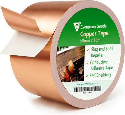 Home Range 50mm X 15M Slug Copper TapeAdhesive Copper Tape Slug Snail Repellent Slug Deterrent Barrier Copper Foil Tape For Pest Control from B&Q