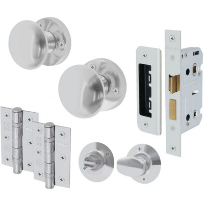 EaiRound Mortice Door Knobs And Bathroom Lock Kit55mmPolished Chrome from B&Q