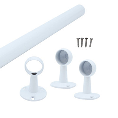EaiHanging Wardobe Rail Kit25mm Tube1219mm Rail With 2X End Brackets & 1X Centre BracketsWhite from B&Q