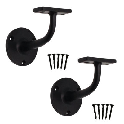 Afit Handrail Bracket Black Pack 2 Banister Brackets Stair Banister Wall Handrail 63mm from B&Q