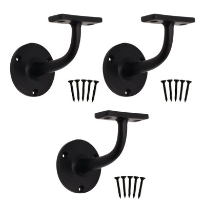 Afit Handrail Bracket Black Pack 3 Banister Brackets Stair Banister Wall Handrail 63mm from B&Q
