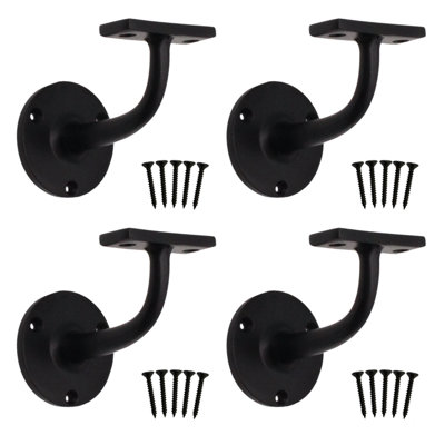 Afit Handrail Bracket Black Pack 4 Banister Brackets Stair Banister Wall Handrail 63mm from B&Q