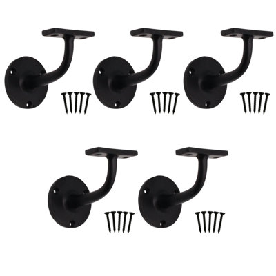 Afit Handrail Bracket Black Pack 5 Banister Brackets Stair Banister Wall Handrail 63mm from B&Q