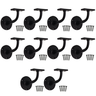 Afit Handrail Bracket Black Pack 10 Banister Brackets Stair Banister Wall Handrail 63mm from B&Q