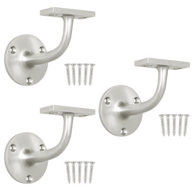 Afit Handrail Bracket Satin Nickel Pack 3 Banister Brackets Stair Banister Wall Handrail 63mm from B&Q