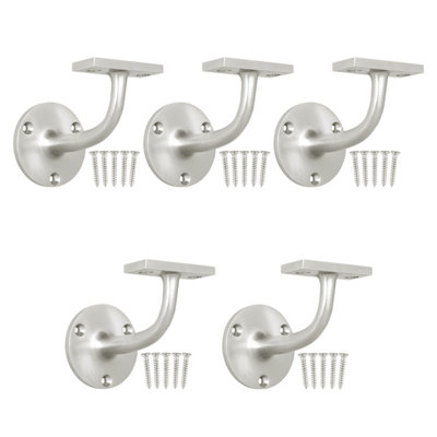 Afit Handrail Bracket Satin Nickel Pack 5 Banister Brackets Stair Banister Wall Handrail 63mm from B&Q