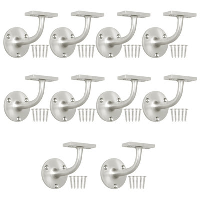 Afit Handrail Bracket Satin Nickel Pack 10 Banister Brackets Stair Banister Wall Handrail 63mm from B&Q