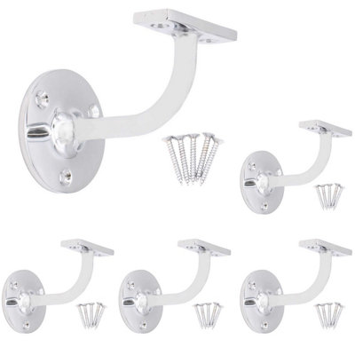 Afit Handrail Bracket Polished Chrome Pack 5 Banister Brackets Stair Banister Wall Handrail 63mm from B&Q