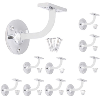 Afit Handrail Bracket Polished Chrome Pack 10 Banister Brackets Stair Banister Wall Handrail 63mm from B&Q