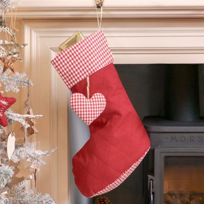Dibor Traditional Red Gingham Xmas Gift Decoration Christmas Stocking For Kids from B&Q