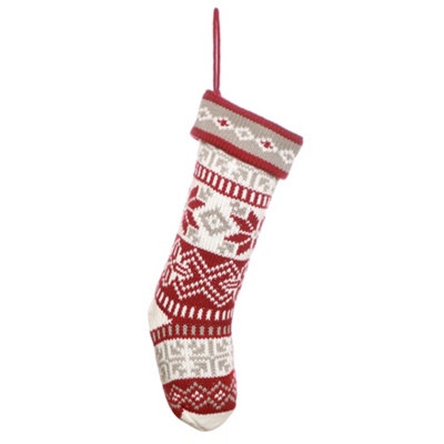 Dibor Set Of 2 Red Fair Isle Nostalgia Knit Xmas Gift Decoration Christmas Stocking For Kids from B&Q