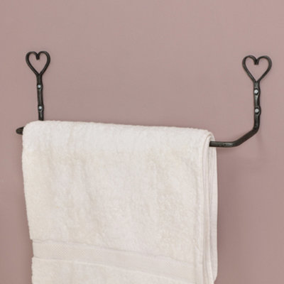 Dibor Vintage Iron Wall Mounted Heart Bathroom Towel Holder Rail from B&Q