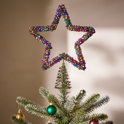 Dibor Multi-Coloured Jingle Bell Star Christmas Decorations Tree Topper from B&Q